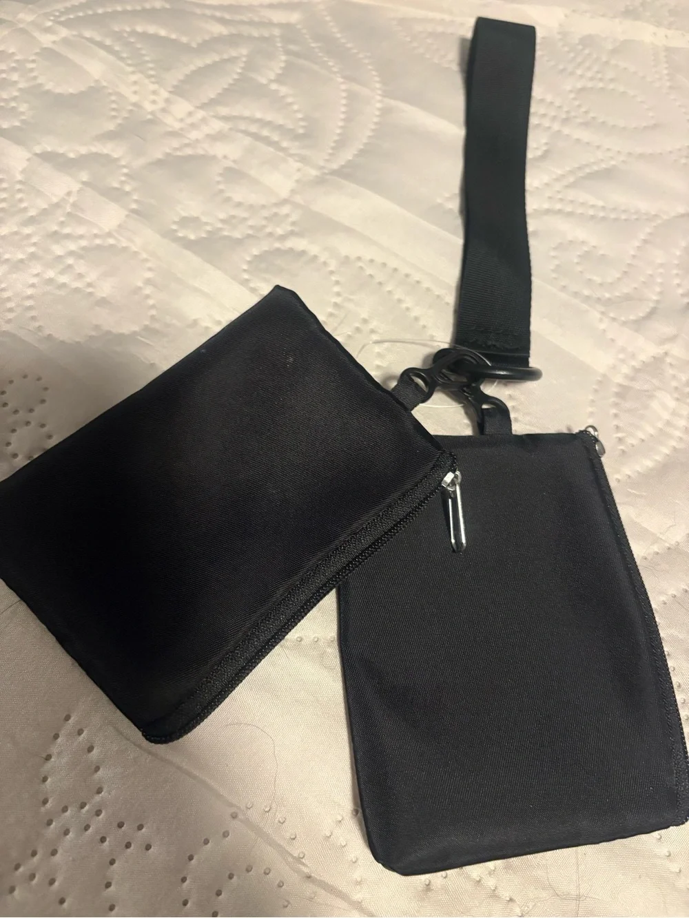 Black Double Pouch Wristlet Bag